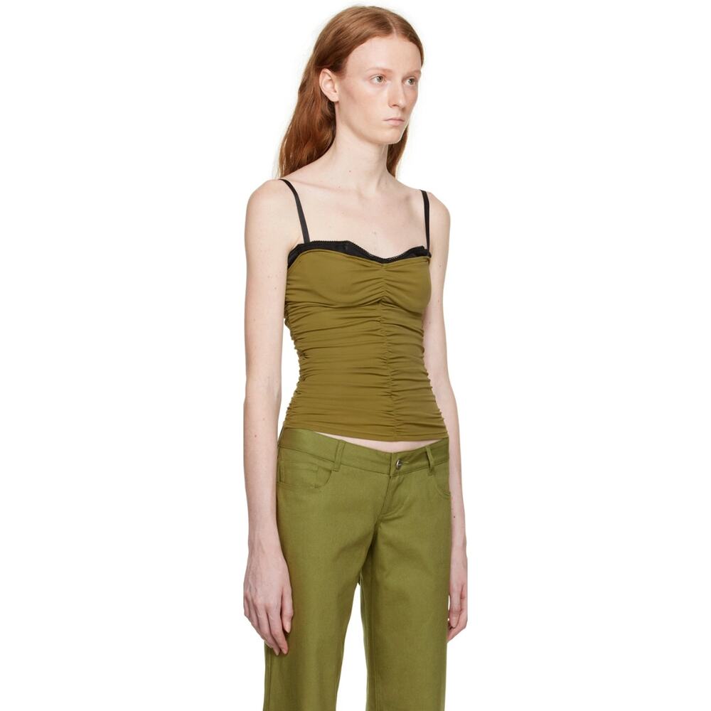 Miaou Renzo Tank Crop Top Green Womens Small